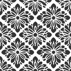 Fototapeta premium Timeless black and white floral pattern perfect for elegant design and decoration in fashion and home interiors