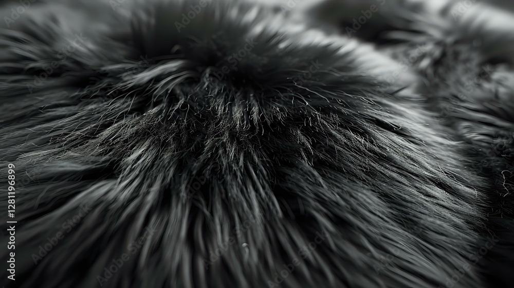 Poster monochrome macro shot of luxurious fur texture showing detailed strands and fibers in black and whit