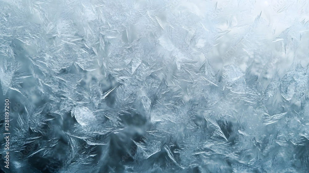 Aufkleber Captivating close up of intricate delicate and shimmering crystalline formations created by the natural process of frost and freezing temperatures during the winter season