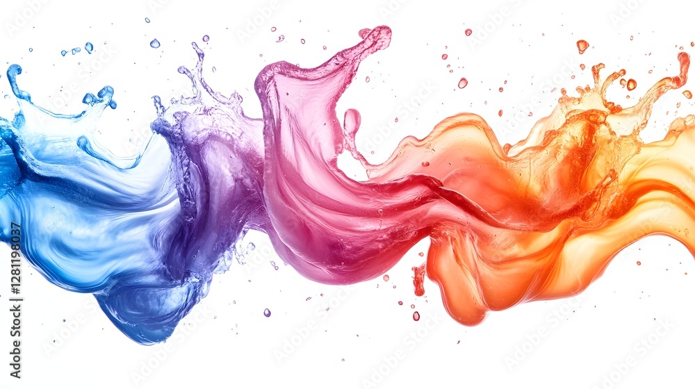 Poster Captivating Colorful Liquid Splash Abstract Art Motion Design Concept  Vibrant dynamic and visually striking image of multicolored paint or liquid in motion