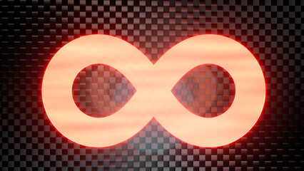 Infinity symbol against a carbon fiber background
