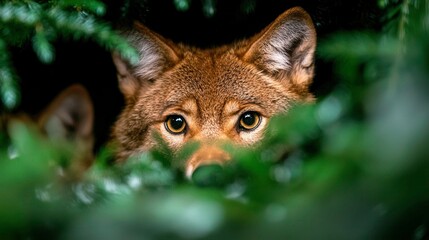 Lone Wolf Observing from a Ground Level Perspective in the Forest