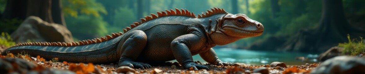 Fototapeta premium Scaly, keratinized skin protecting massive body against predators, dense, wildlife