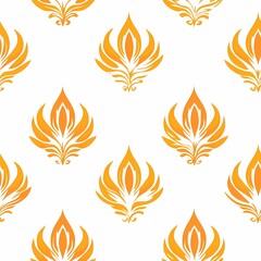 Seam pattern illustrating vibrant orange flames set against a clean white background
