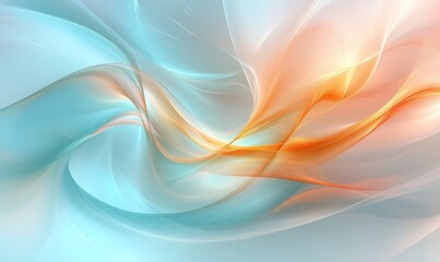 Abstract swirling light blue and orange waves.