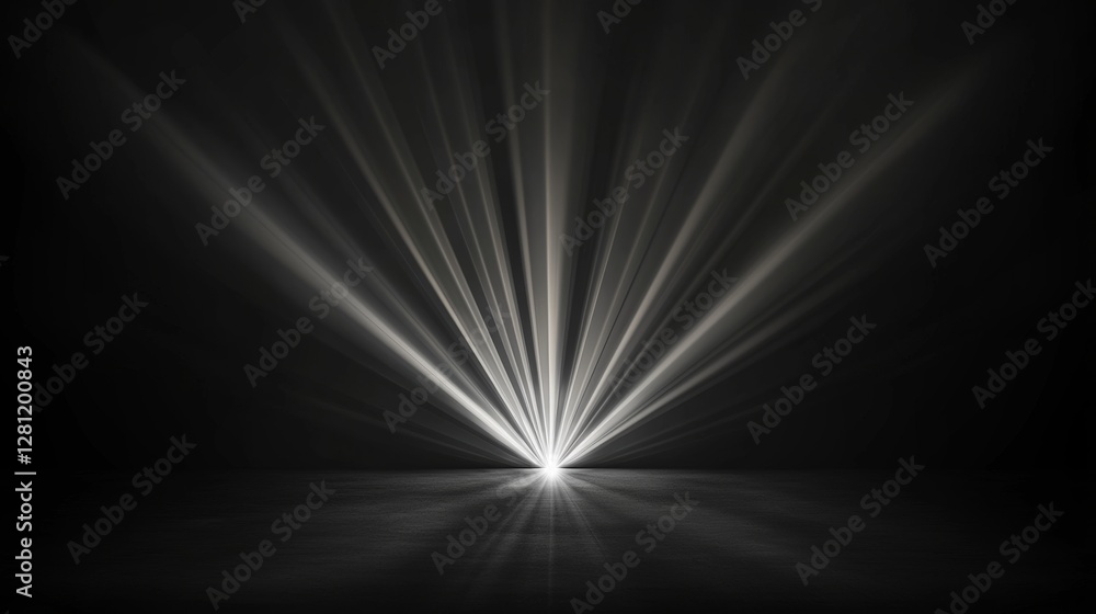 Poster the top left corner is the source of a shining light beam that spreads its rays to form an abstract 