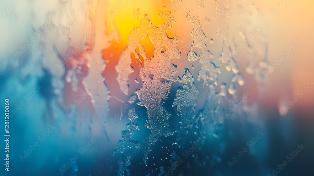 Poster captivating droplets a surreal rainy landscape through crystalline glass pane ethereal prismatic ref