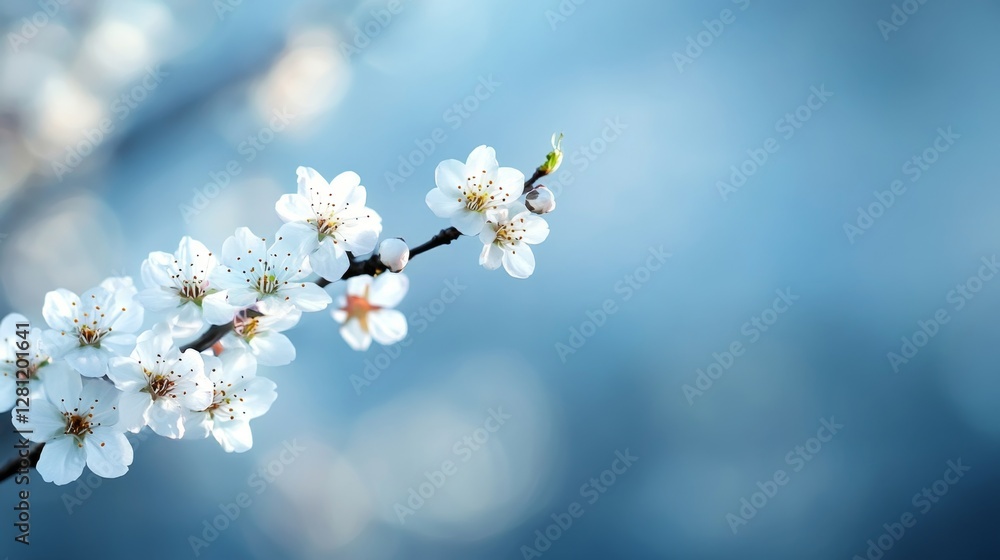 Aufkleber delicate cherry blossoms bloom on branches, creating a tranquil atmosphere in the early spring. the 