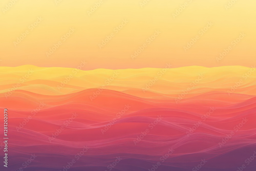 Poster dreamy abstract waves with soft gradient colors in a calm sunset atmosphere