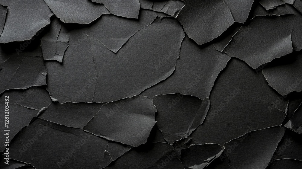 Poster a seamless pattern is created by the evenly lit black crumpled paper texture, which includes various