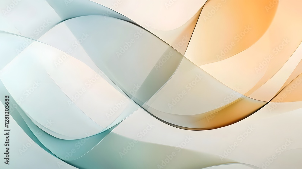 Poster Captivating Fluid Waves of Soft Pastel Hues in Harmonious Motion   An abstract elegant and visually striking design featuring a seamless flow of soothing