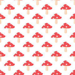 seamless pattern with red mushrooms