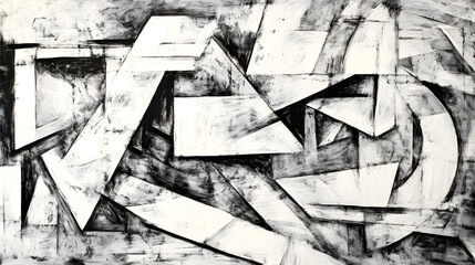 Fototapeta premium Captivating Geometric Abstraction Monochrome Architectural Composition of Intersecting Shapes Lines and Angles Creating a Dynamic Modern and Minimalist Artwork