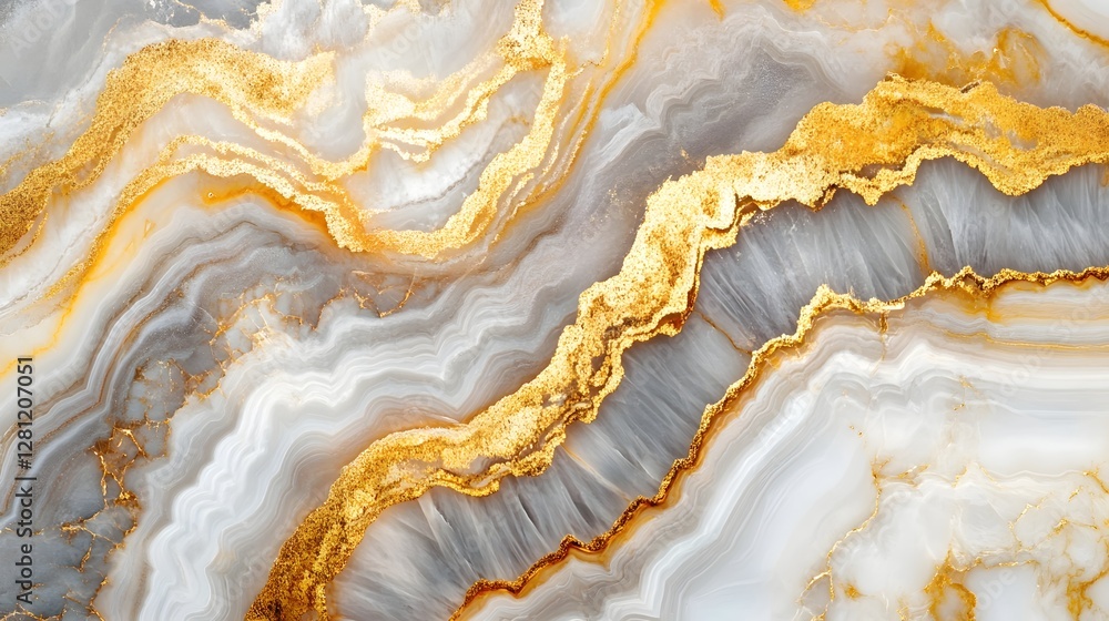 Leinwandbilder captivating golden agate waves mesmerizing abstract mineral artwork with iridescent shimmering textu