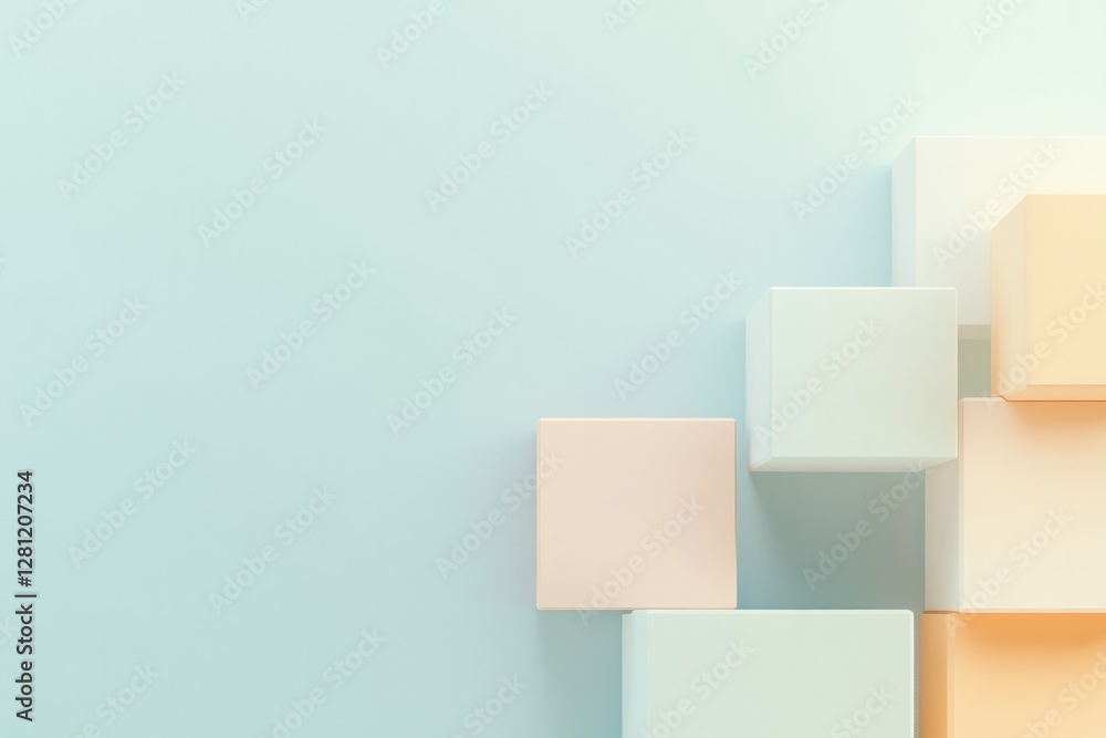 Poster minimalistic composition featuring abstract arrangement of geometric squares with varying shades aga
