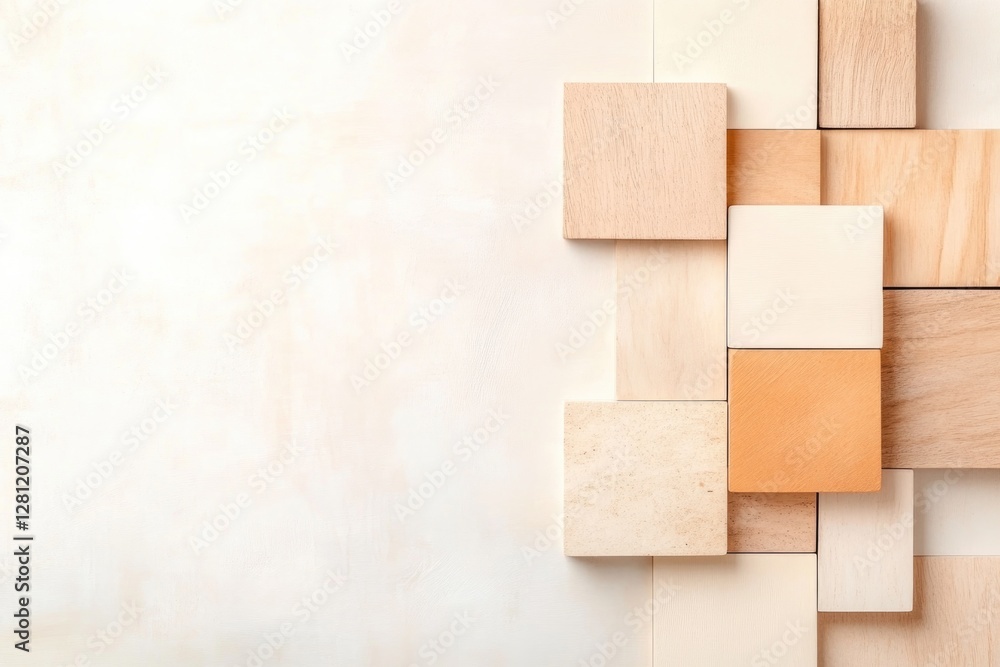 Poster minimalistic composition featuring abstract arrangement of geometric squares with varying shades aga