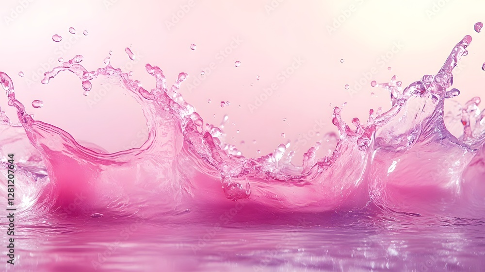 Poster Captivating image of a swirling dynamic splash of vibrant pink liquid in fluid graceful motion creating an ethereal visual experience