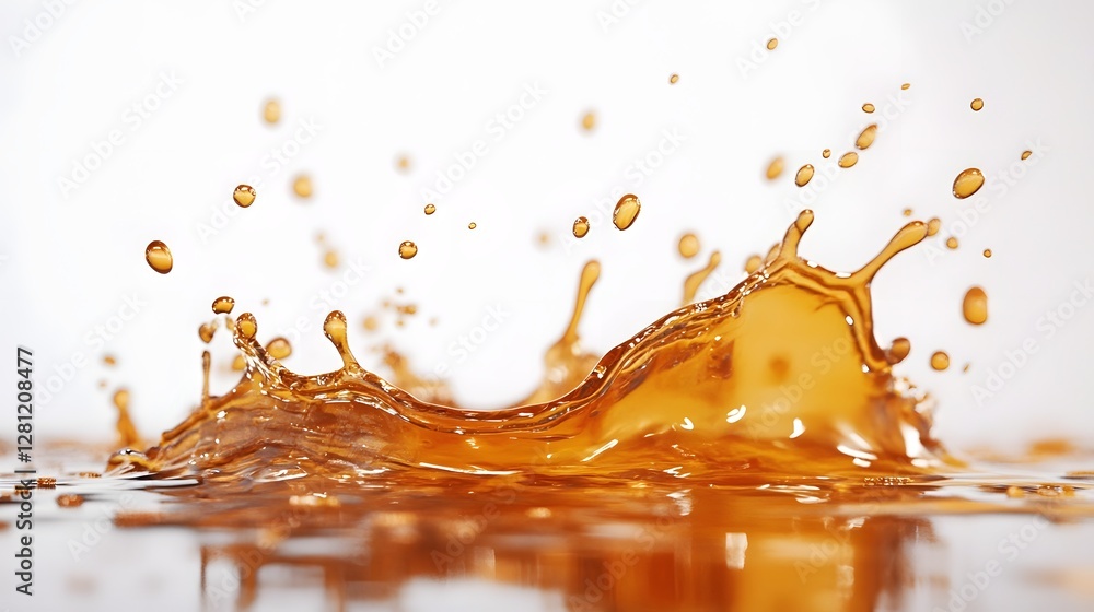 Poster Captivating Liquid Splash   Vibrant Amber Waves of Dynamic Energy and Motion  Abstract image of splashing flowing liquid with a shimmering glistening effect