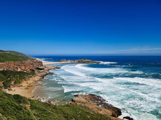 Hiking trail view at Robberg Nature Reserve, Plettenberg Bay, South Africa.
