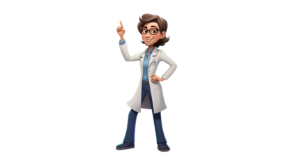 Friendly female scientist cartoon character perfect for educational websites childrens books science projects and more