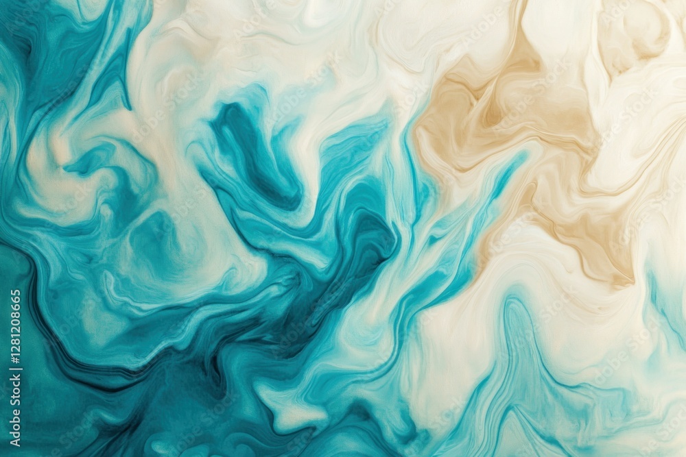 Poster abstract blue and gold fluid art background with swirling patterns and soft textures