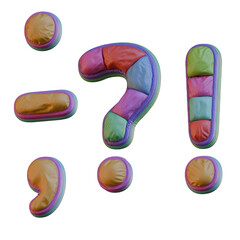 Colorful Fabric 3D Alphabet PNG Letters