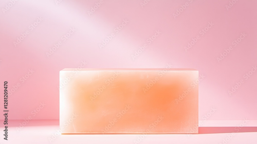Poster sleek depiction of rectangular box with matte finish positioned on pastel pink solid background with