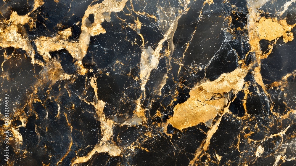 Poster captivating marble texture with intricate veining patterns in shades of black brown and gold this na