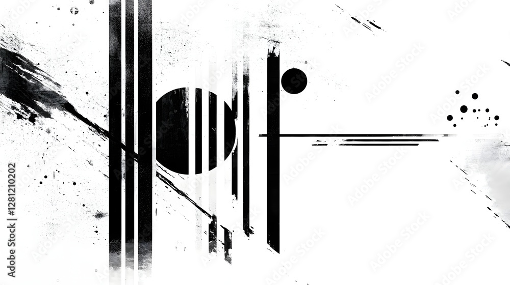 Poster captivating minimalist geometric composition in bold monochrome tones exuding modern dynamic and ele
