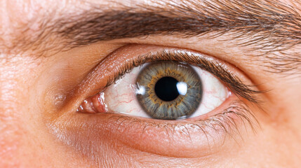 Obraz premium A close-up of a human eye showcasing detailed features, including the iris and eyelashes, highlighting its natural beauty.