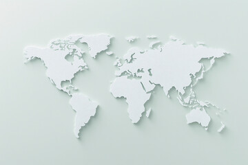Obraz premium A white map of the world with a grey background