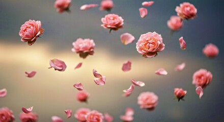 A gentle storm of pale pink roses