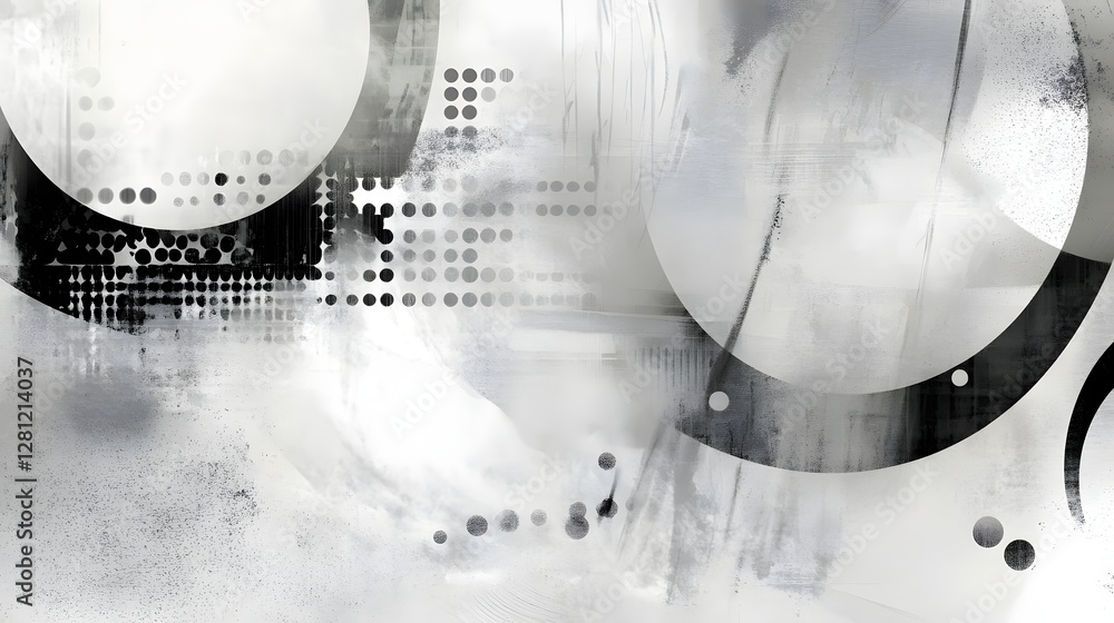 Poster Captivating monochrome abstract background featuring a dynamic composition of geometric shapes patterns and textures  This minimalist contemporary digital art piece creates a striking