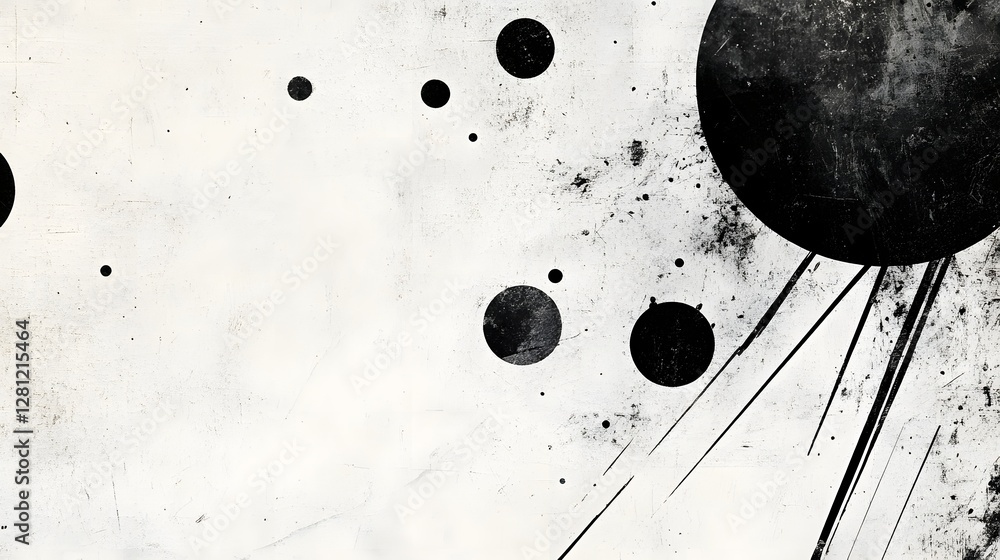 Aufkleber Captivating Monochrome Abstract Geometric Composition with Mesmerizing Patterns and Textures  This visually striking image features a bold minimalist design with contrasting black and white shapes