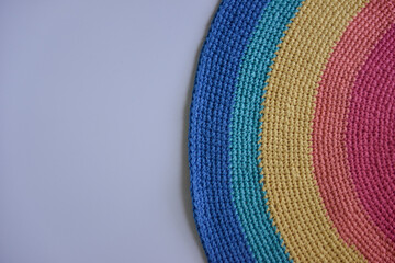 diagonal rainbow knitted pattern from the side