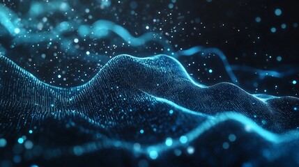 Abstract blue digital wave, particle background, technology, design