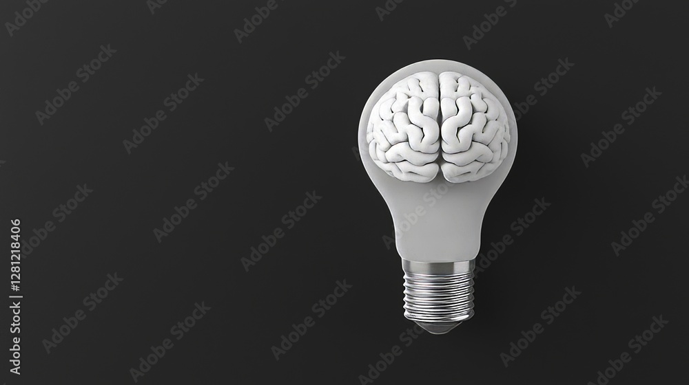 Poster a photorealistic representation of a brain fused with a lit bulb is rendered using octane and set ag
