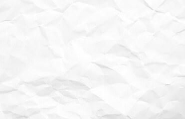 Wrinkled white paper texture with soft creases and folds, ideal for backgrounds, design elements, and artistic projects.
