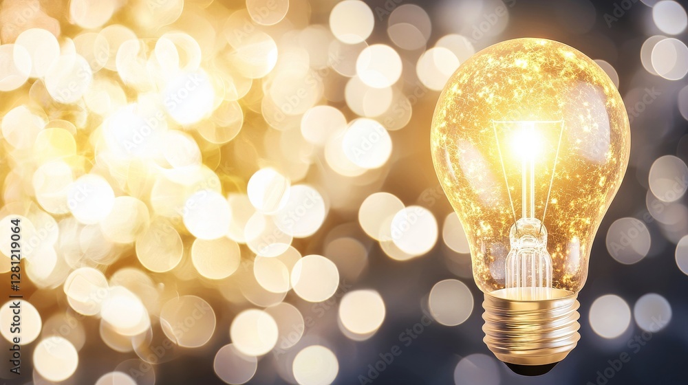 Poster the stock photo showcases a glowing light bulb floating above a desk, embodying a smart idea and an 