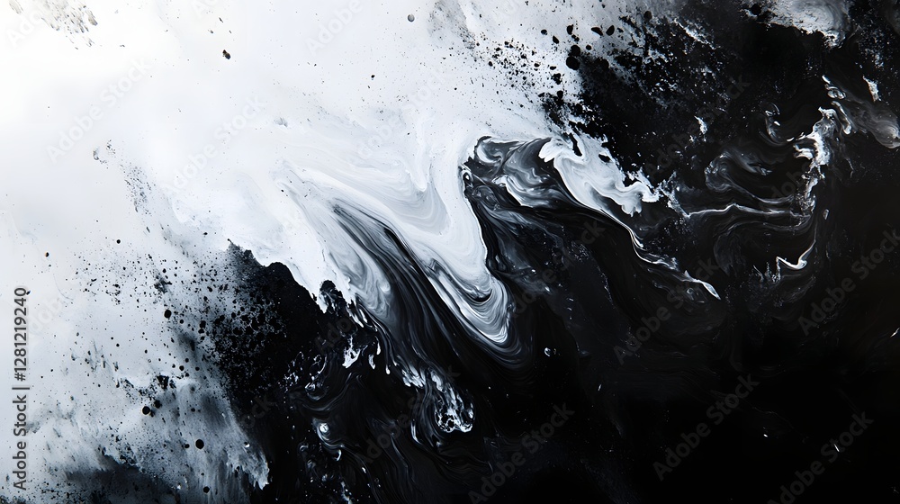 Aufkleber Captivating Monochrome Fluid Dynamics in Abstract Motion
