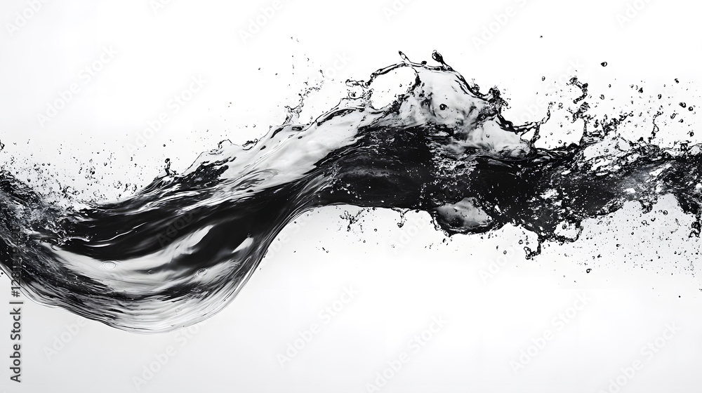 Aufkleber Captivating monochrome image showcasing the dynamic and forceful movement of a liquid splash  The abstract experimental composition captures the energy power and chaos of the fluid in motion