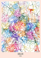 Delhi India City Map, district banner, business modern landmark, neighborhood paint travel, hometown downtown design, destination landmark