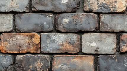 Obraz premium Brick wallpaper featuring distressed gray bricks for an industrial, urban aesthetic