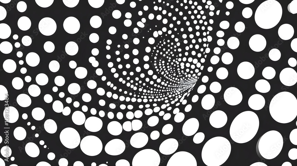 Aufkleber Captivating monochrome spiral pattern creating a mesmerizing optical illusion and a sense of dynamic movement and surreal energy  The abstract geometric design features a hypnotic