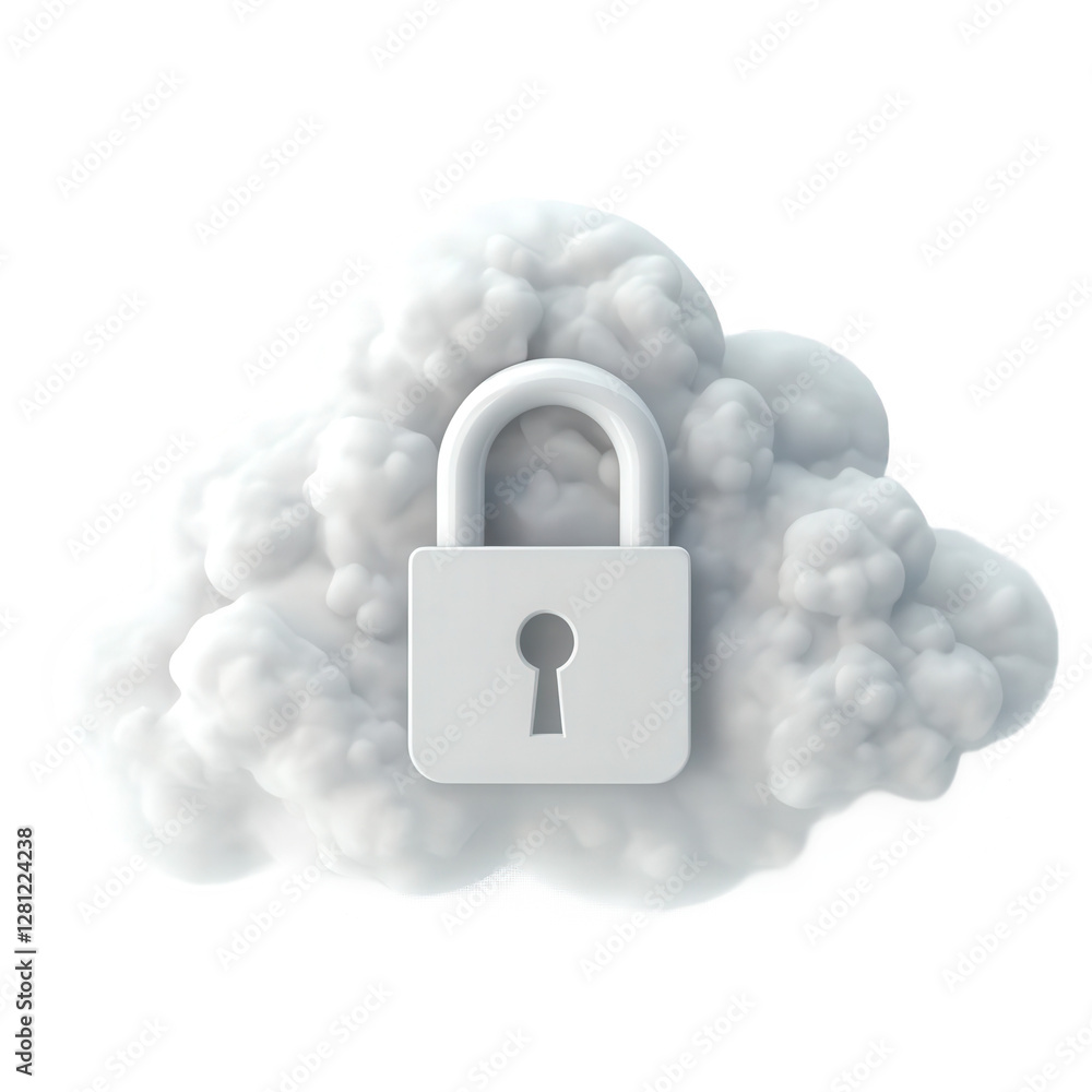 Poster copper lock protects files stored in folders, cloud data storage security concept