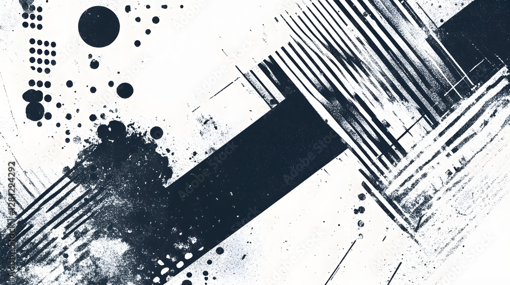 Poster Captivating monochrome splash painting featuring dynamic fluid brush strokes and a bold experimental composition