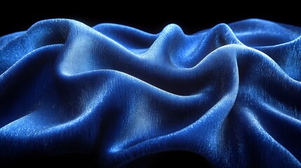 Obraz premium Draped Blue Fabric Shows Textured Waves