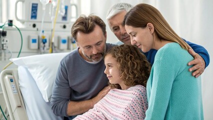 Obraz premium Family supporting a loved one during dialysis,Concept of love.