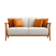 Fototapeta premium Stylish modern two-seat sofa with cushions.