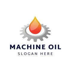 Oil and gear icon logo design. Oil drop with cog wheel icon logo design.